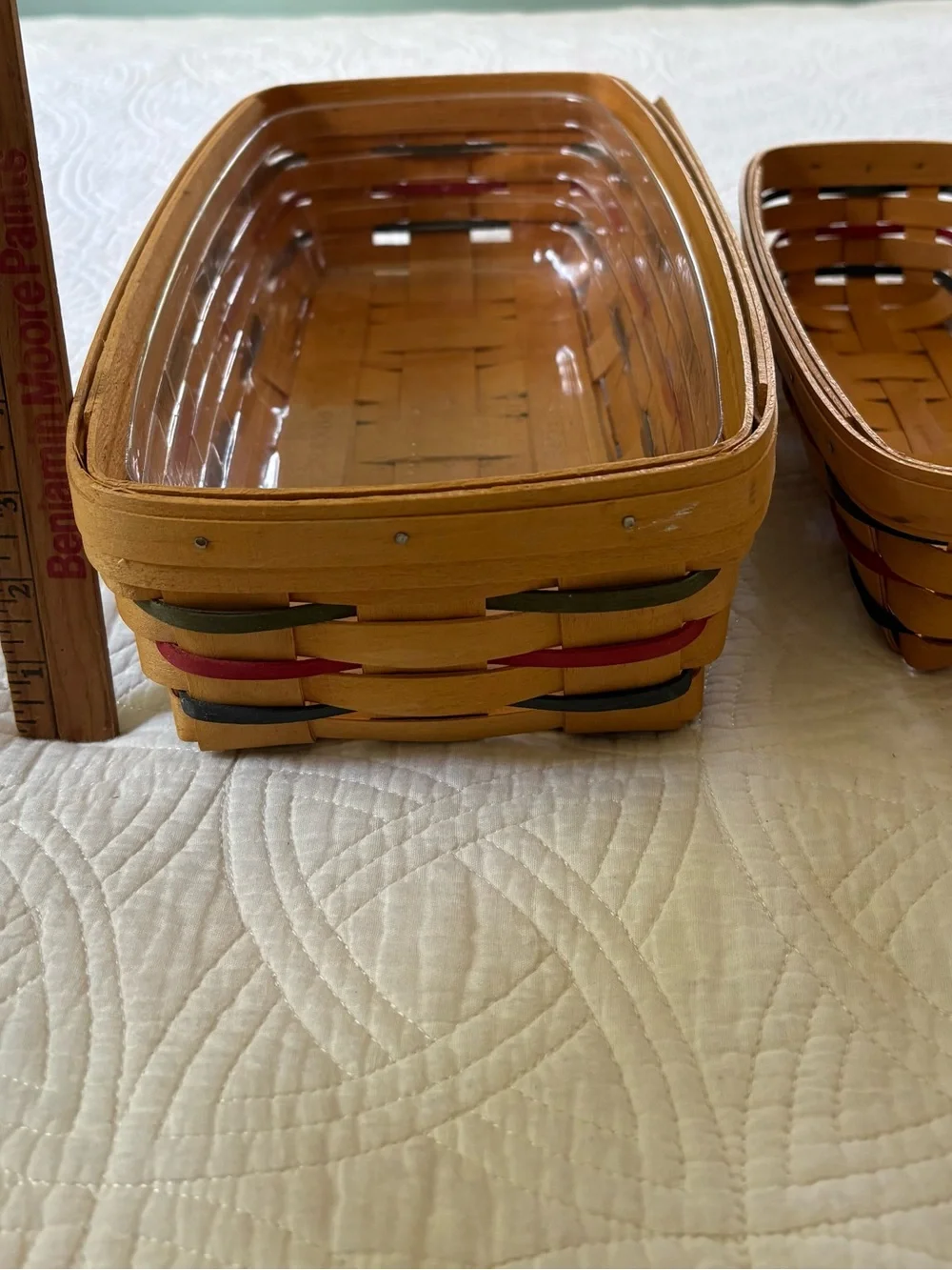 1997 Longaberger Cracker Basket with Classic Blue Liner and Handles